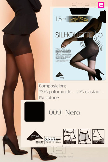 Panty reductor  silhouette negro 15 den xl omsa - Imagen 1