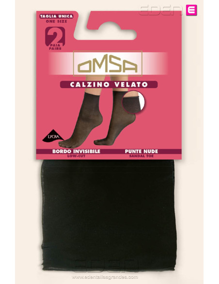 tobillero negro calzino velato omsa pack de 2 - Imagen 1
