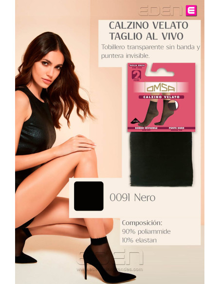 tobillero negro calzino velato omsa pack de 2 - Imagen 2