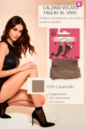 tobillero caramello calzino velato omsa pack de 2 - Imagen 1