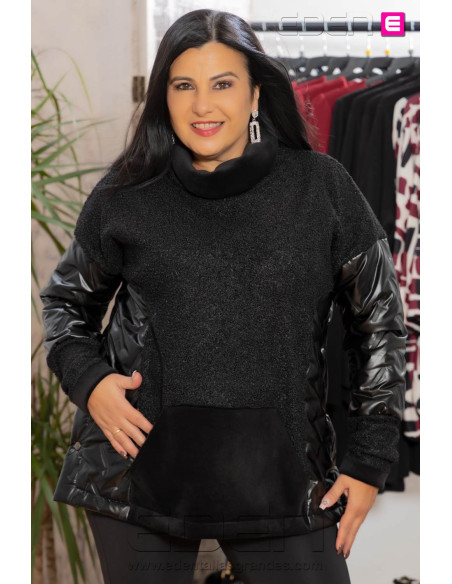 Imagen 1 - Poncho Chaqueta Gael Negro Con Alma Poncho Chaqueta Gael Negro Con Alma - Imagen 1