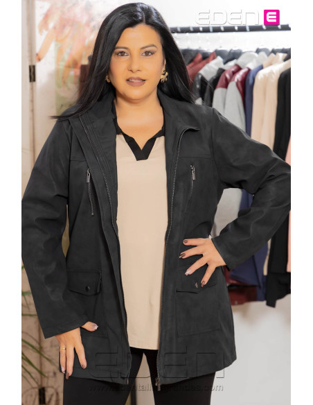 Chaqueta Ante Negro Velika - Imagen 1