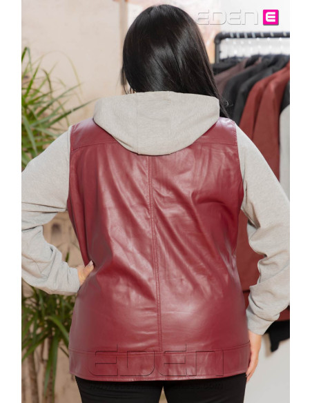 Chaqueta capucha Polipiel Granate Velika - Imagen 3
