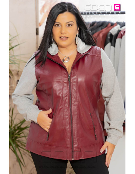 Chaqueta capucha Polipiel Granate Velika - Imagen 2