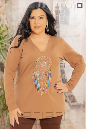 Camiseta Atrapasueños Marrón Velika - Imagen 1