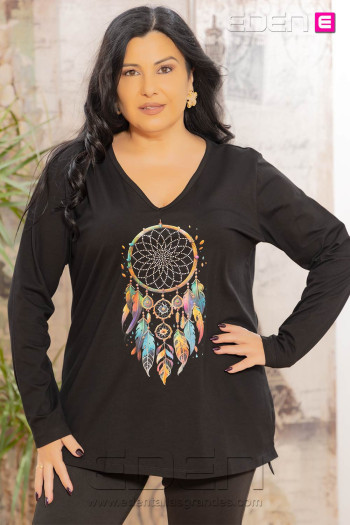 Camiseta Atrapasueños Negro Velika - Imagen 1