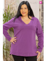 Camiseta básica Algodón Escote de Pico Morado Velika
