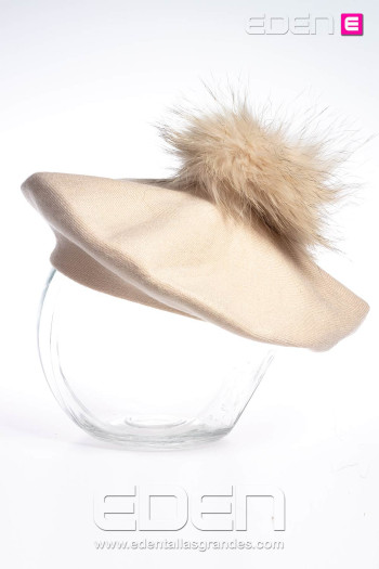 Imagen 1 - Boina Pompón Cachemira Beige Boina Pompón Cachemira Beige - Imagen 1