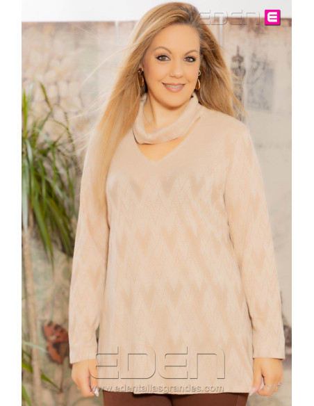 Imagen 1 - Jersey Cenefa Corazones Beige Velika Jersey Cenefa Corazones Beige Velika - Imagen 1