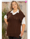 Conjunto Blusa Y Chaleco Trenza Marrón Valeria Milano