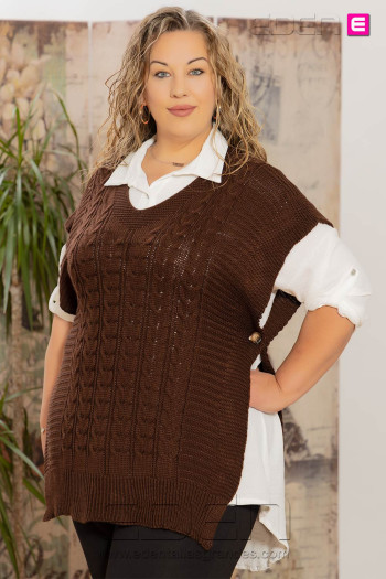 Imagen 2 - Conjunto Blusa Y Chaleco Trenza Marrón Valeria Milano Conjunto Blusa Y Chaleco Trenza Marrón Valeria Milano - Imagen 2