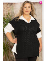 Conjunto Blusa Y Chaleco Trenza Negro Valeria Milano