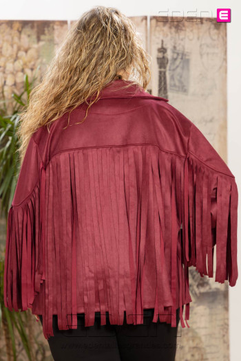 Imagen 2 - Chaqueta Flecos Ante Granate Valeria Milano Chaqueta Flecos Ante Granate Valeria Milano - Imagen 2