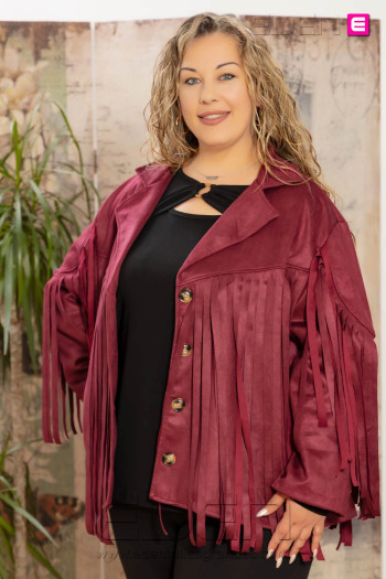 Imagen 1 - Chaqueta Flecos Ante Granate Valeria Milano Chaqueta Flecos Ante Granate Valeria Milano - Imagen 1