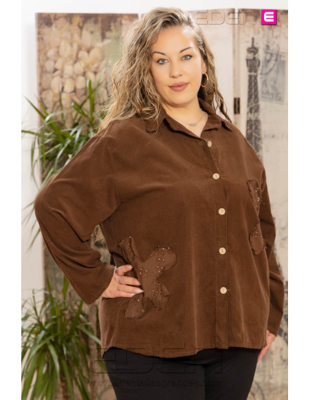 Imagen 1 - Camisa Flor Micropana Marrón Valeria Milano Camisa Flor Micropana Marrón Valeria Milano - Imagen 1