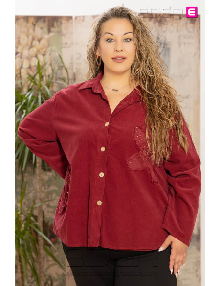Imagen 1 - Camisa Flor Micropana Granate Valeria Milano Camisa Flor Micropana Granate Valeria Milano - Imagen 1