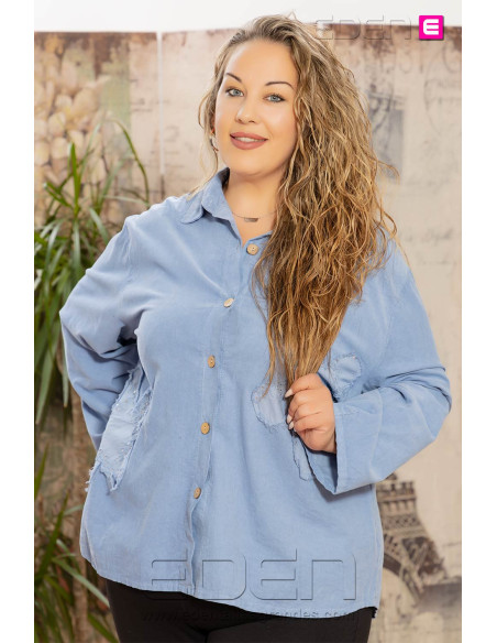 Imagen 1 - Camisa Flor Micropana Celeste Valeria Milano Camisa Flor Micropana Celeste Valeria Milano - Imagen 1