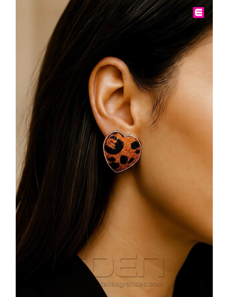 Imagen 1 - Pendientes Polipiel  Corazón Leopardo Pendientes Polipiel  Corazón Leopardo - Imagen 1