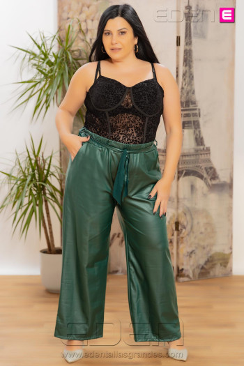 Pantalón Lazo Polipiel Ancho Verde Valeria Milano - Imagen 1
