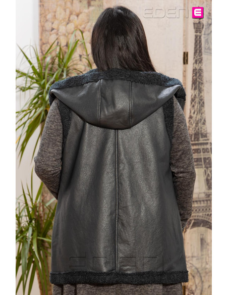 Chaleco Bianca Borreguito Negro Velika - Imagen 3