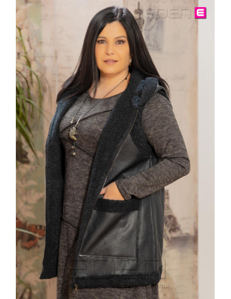 Chaleco Bianca Borreguito Negro Velika - Imagen 2