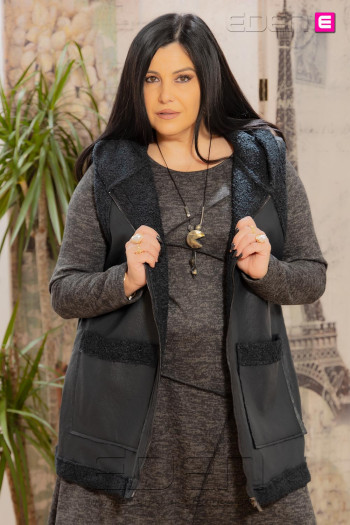 Chaleco Bianca Borreguito Negro Velika - Imagen 1