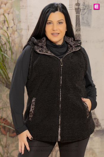 Chaleco Leopardo Negro Reversible - Imagen 2