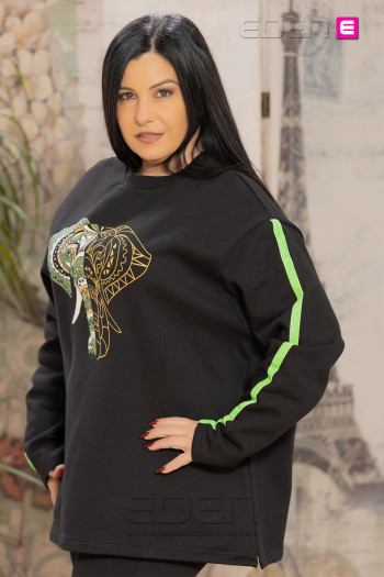 Sudadera Elefante Negro Victoria56 - Imagen 2