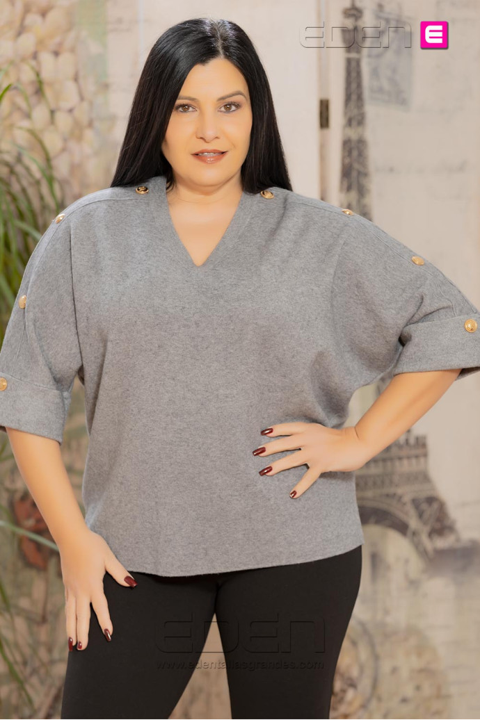 Jersey Botones Dorados Gris - Imagen 1