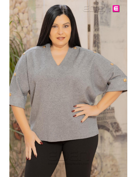 Jersey Botones Dorados Gris - Imagen 1