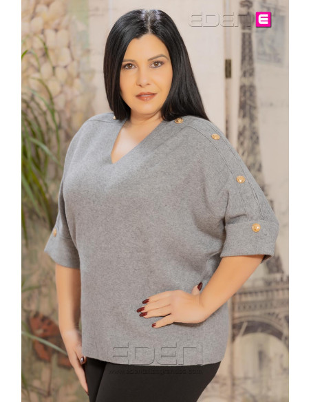 Jersey Botones Dorados Gris - Imagen 2