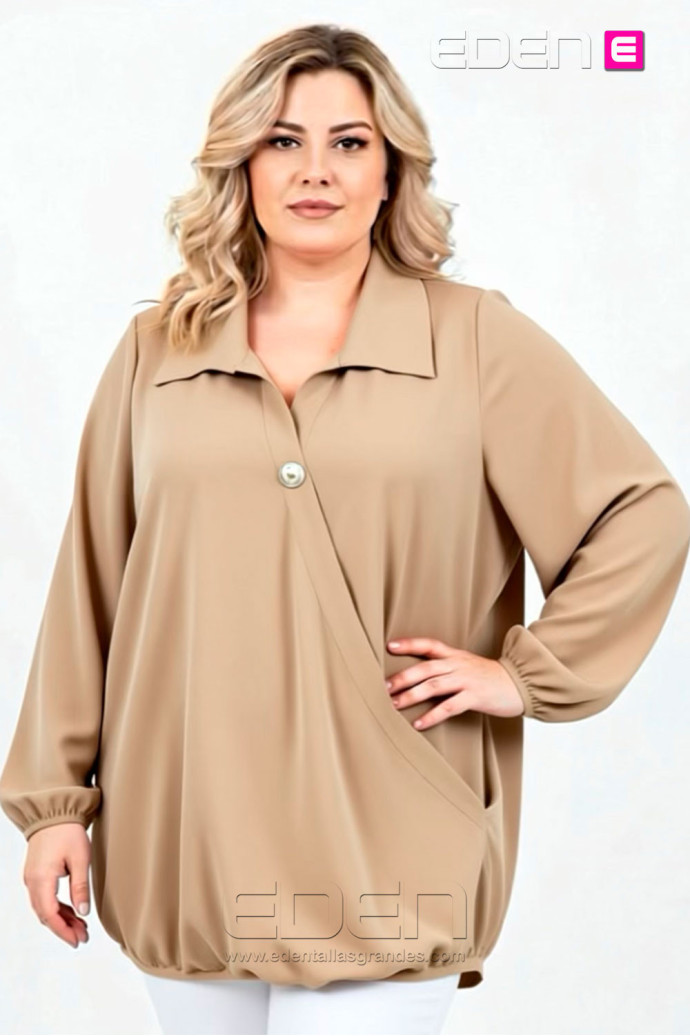 Blusa Cruzada Beige Valeria Milano - Imagen 1