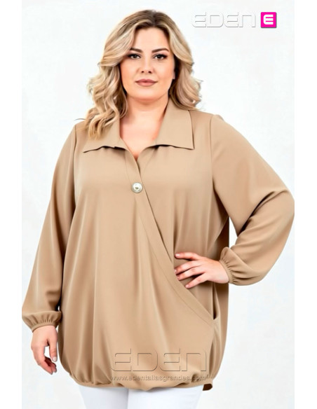 Blusa Cruzada Beige Valeria Milano - Imagen 1