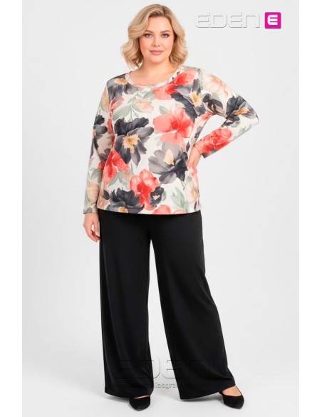 Conjunto Flores Negro Valeria Milano - Imagen 1