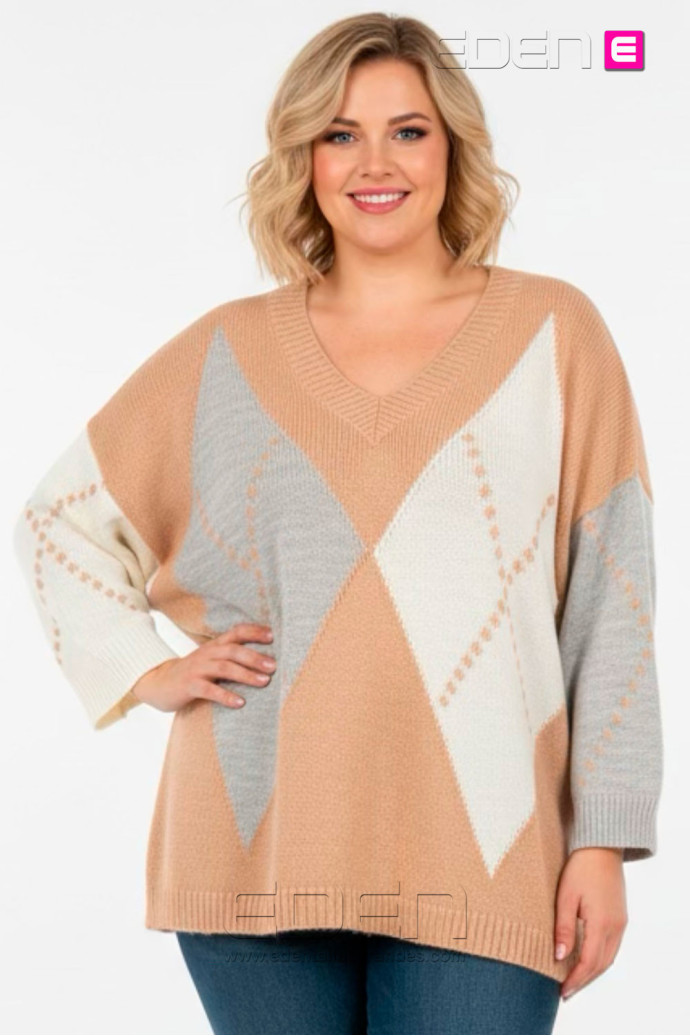 Jersey Rombos Camel Valeria Milano - Imagen 1