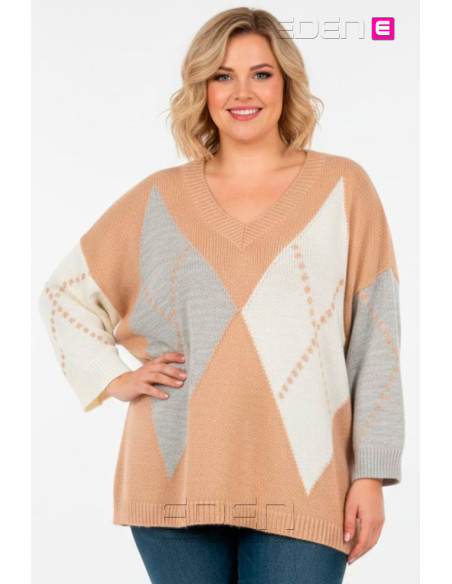 Jersey Rombos Camel Valeria Milano - Imagen 1