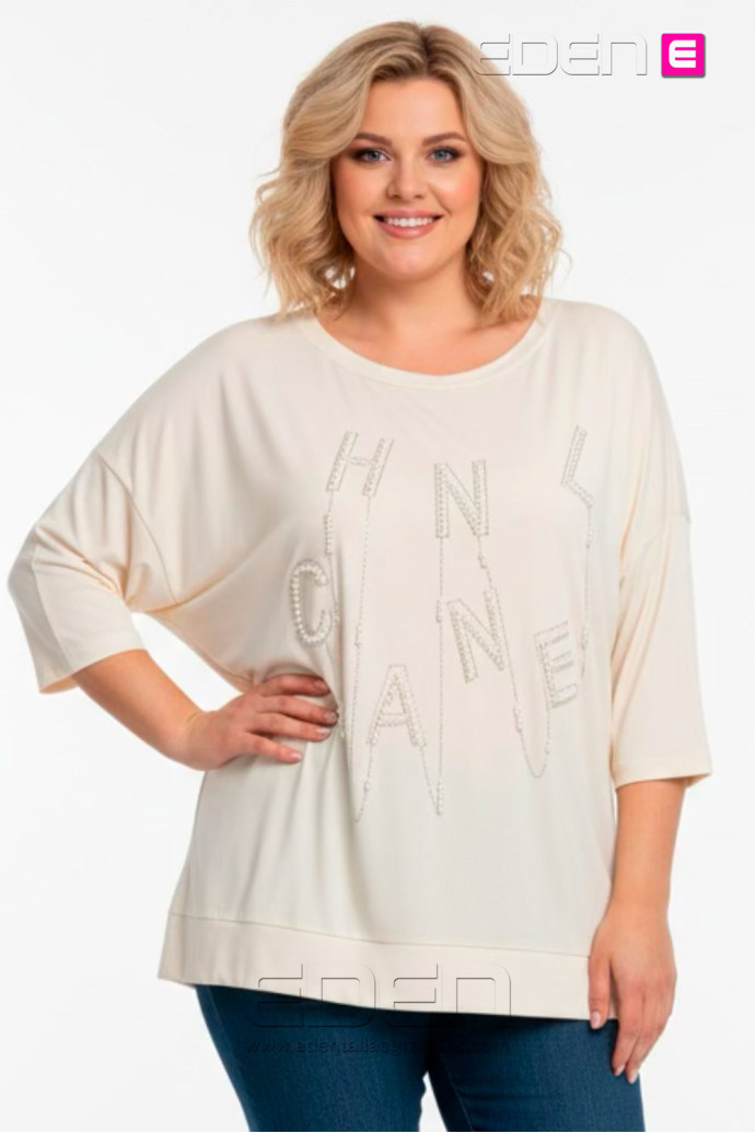 Camiseta Perlas Crudo Valeria Milano - Imagen 1