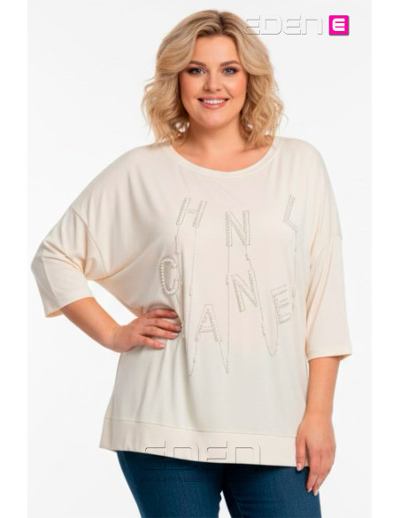 Camiseta Perlas Crudo Valeria Milano - Imagen 1