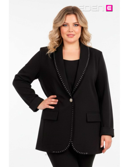 Americana Pespuntes Negro Punto Elástico Valeria Milano - Imagen 1