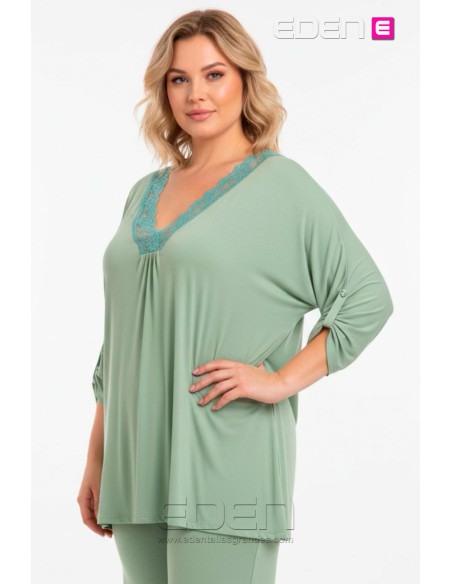 Camiseta lencera Evasé Pistacho Valeria Milano - Imagen 1