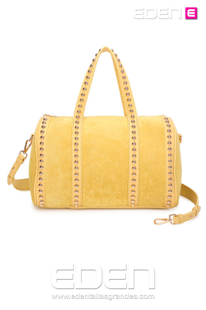 Bolso Shopper con Tachuelas Amarillo Pastel - Imagen 1
