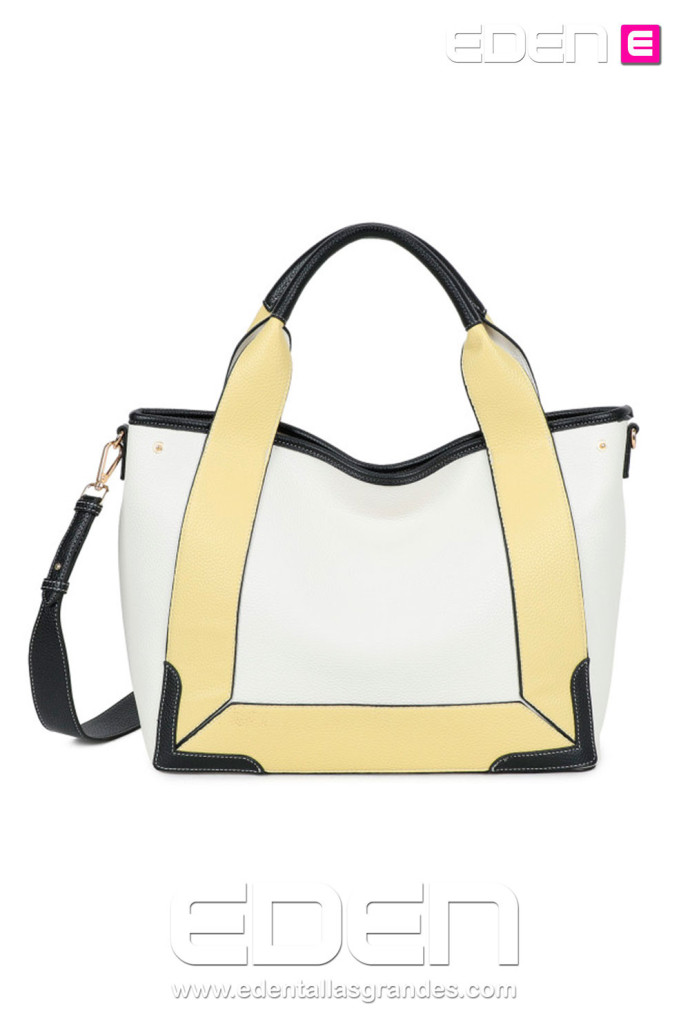 Bolso Shopper Bicolor Amarillo Pastel - Imagen 1