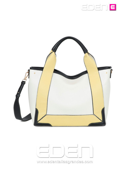 Bolso Shopper Bicolor Amarillo Pastel - Imagen 1