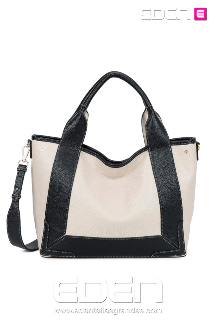Bolso Shopper Bicolor Negro - Imagen 1