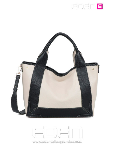 Bolso Shopper Bicolor Negro - Imagen 1