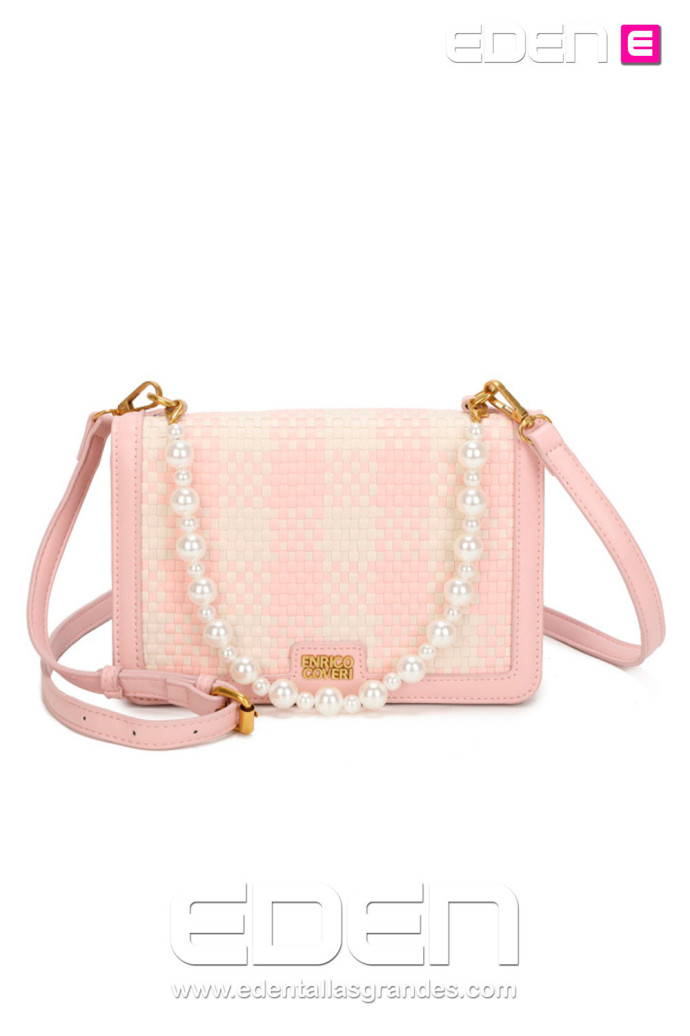 Bolso Bandolera Cuadros Amaranta Rosa Claro - Imagen 1