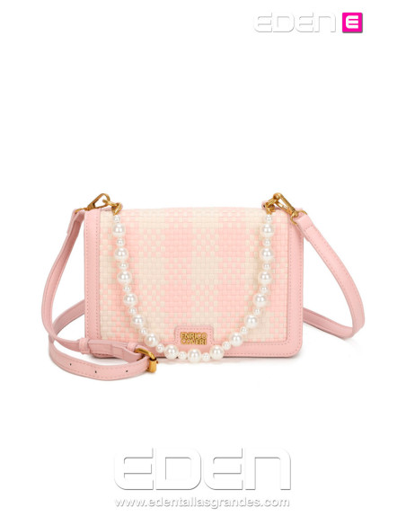 Bolso Bandolera Cuadros Amaranta Rosa Claro - Imagen 1