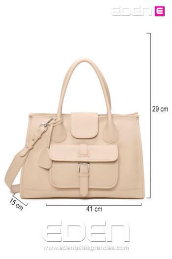 Bolso Shopper Allegra con Bolsillo Frontal Beige - Imagen 1