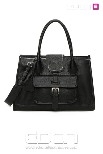 Bolso Shopper Allegra con Bolsillo Frontal Negro - Imagen 1