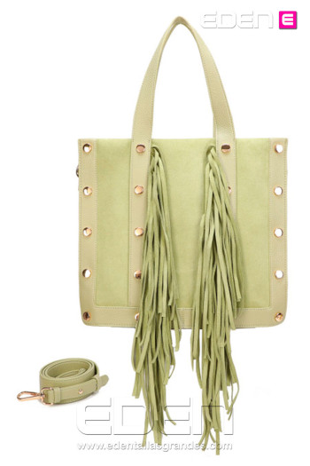 Bolso Shopper con Flecos Verde Claro - Imagen 1
